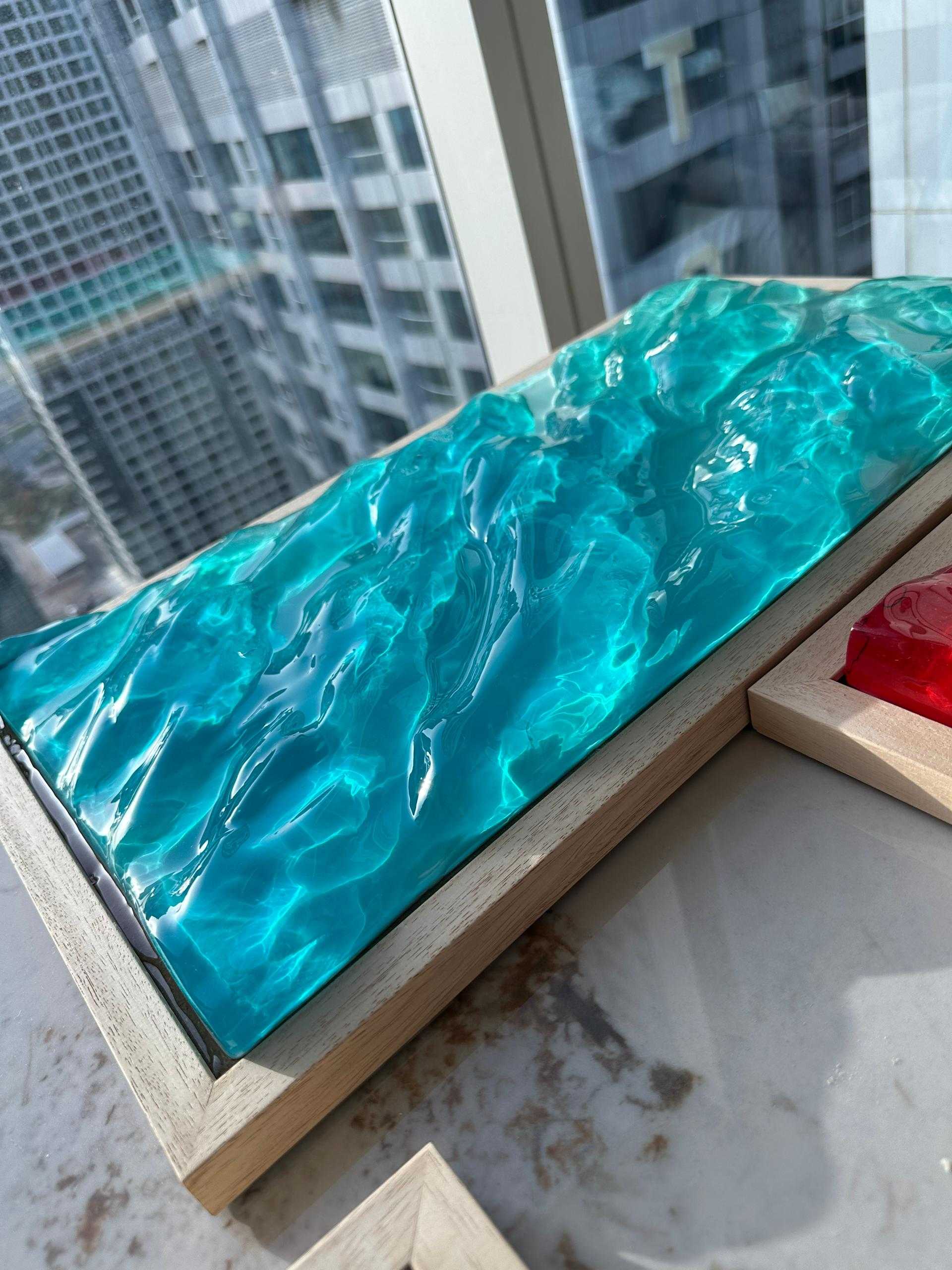 Turquoise Tide — 3D Resin Ocean Wave Wall Art | Handcrafted Textured Seascape